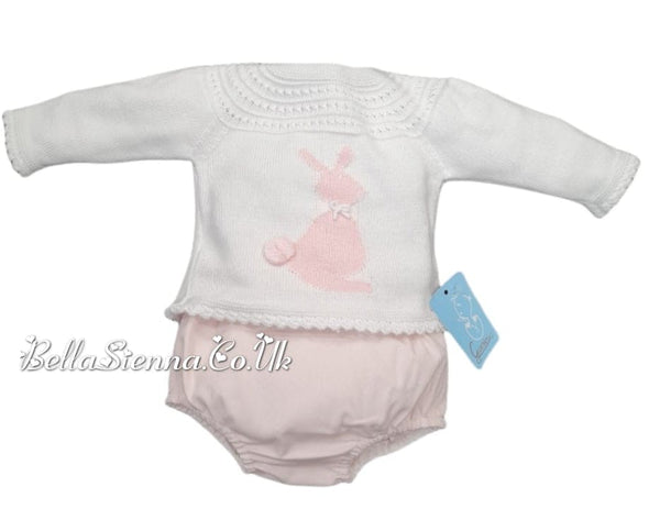 Granlei White & Baby Pink Bunny Rabbit Jumper & Jam Pants Set - 1HH - Easter