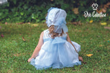 Dbb Collection White & Blue Dress, Pants & Bonnet Set - 10601 - Summer