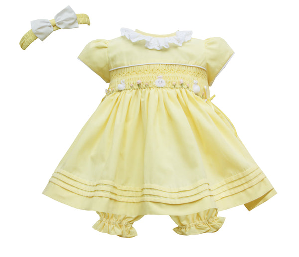 Pretty Originals Lemon Smocked Bunny Rabbit Dress, Bloomers & Headband - MT02204