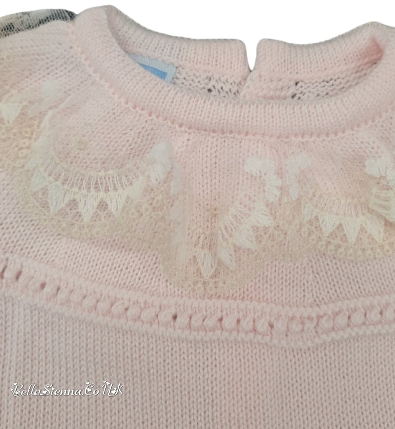 Mac ilusion Baby/Reborn/Newborn  Girls Fine Knitted With Lace Outfit 8419 Rosa