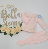 Mac ilusion Baby/Reborn/Newborn  Girls Fine Knitted With Lace Outfit 8419 Rosa