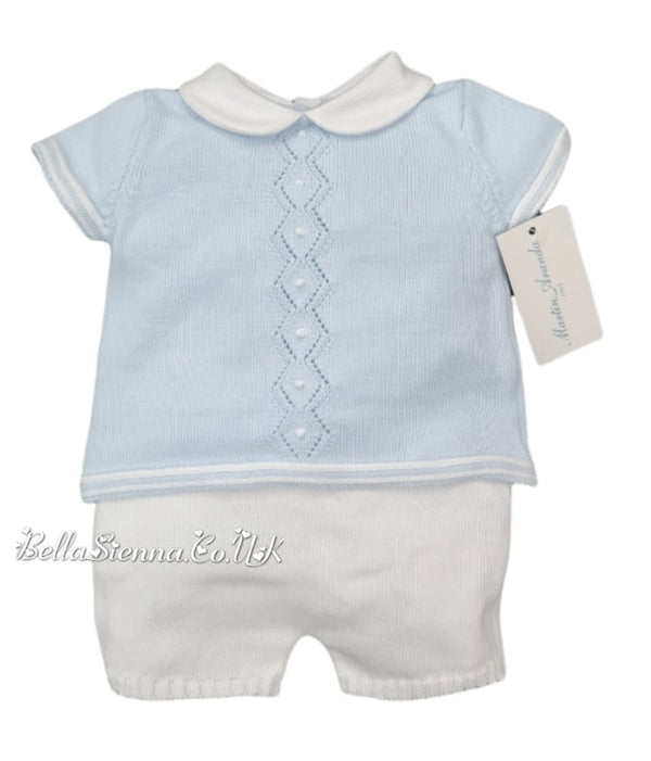 Martin Aranda Baby Boys Fine Knitted Summer Short Set Blue 10041