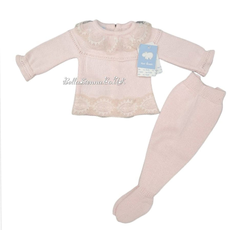 Mac ilusion Baby/Reborn/Newborn  Girls Fine Knitted With Lace Outfit 8419 Rosa