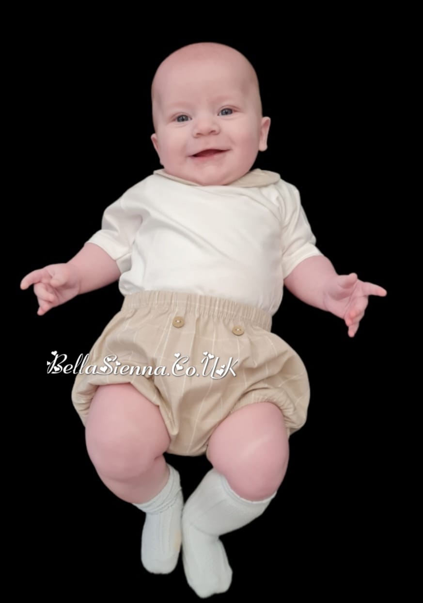 Rapife Baby Boys Classic Spanish Shirt And Jam Pants Set Beige 5233