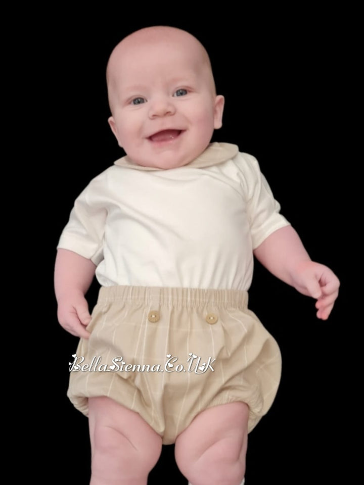Rapife Baby Boys Classic Spanish Shirt And Jam Pants Set Beige 5233