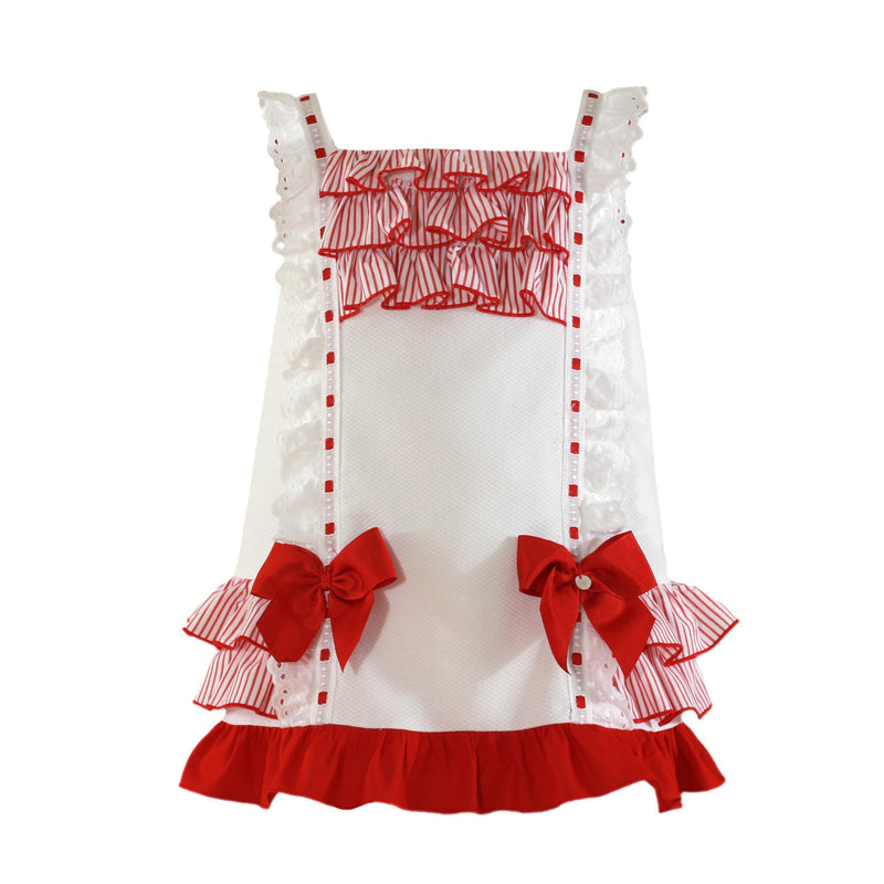 Miranda Girls White/Red Spanish  Ruffle/Bow Dress 295