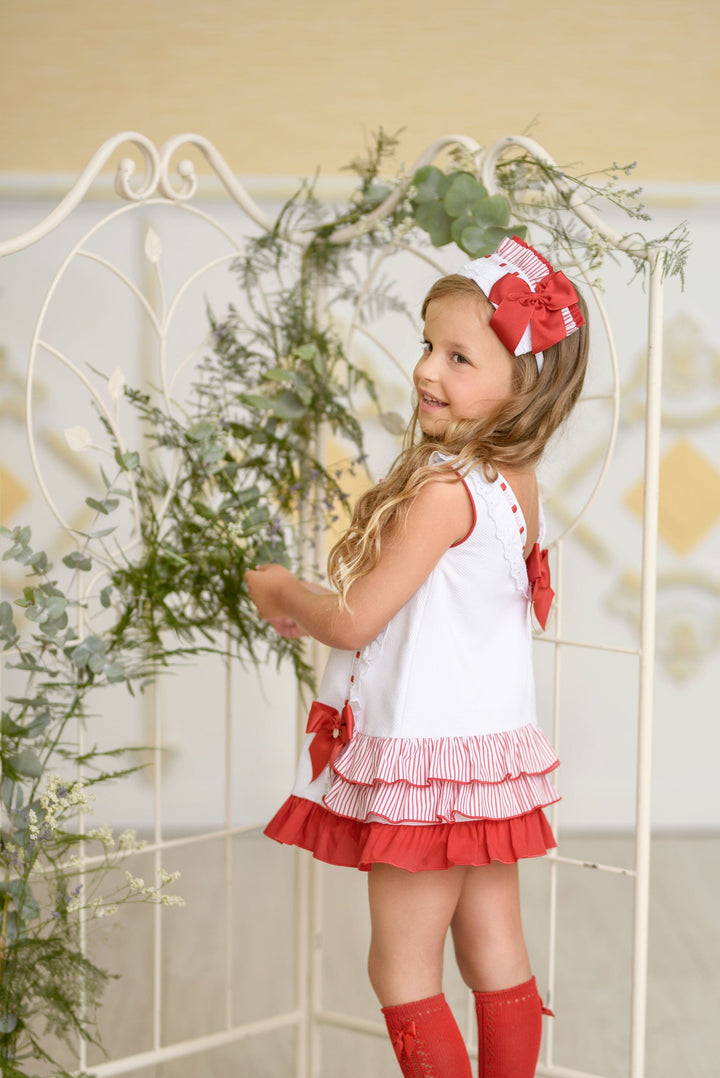 Miranda Girls White/Red Spanish  Ruffle/Bow Dress 295