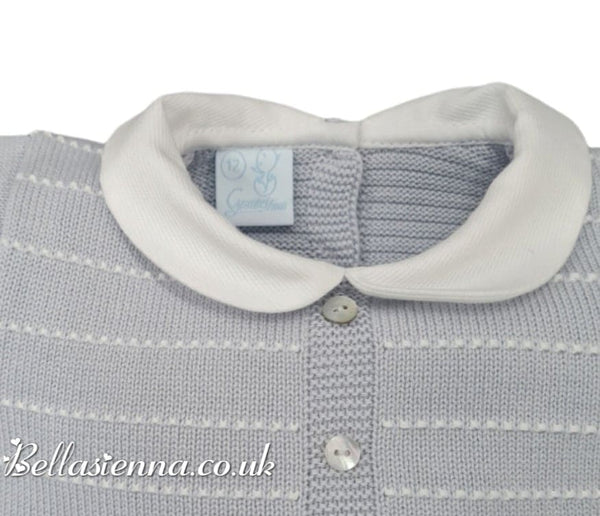 Granlei Baby Boys Fine Knitted Summer Grey Romper/Shortie 122183