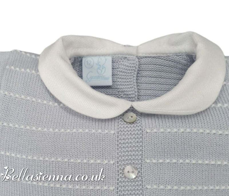 Granlei Baby Boys Fine Knitted Summer Grey Romper/Shortie 122183