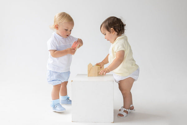Blues Baby Boys Seersucker Stripe Shorts Set With Smock Detail - BB0320
