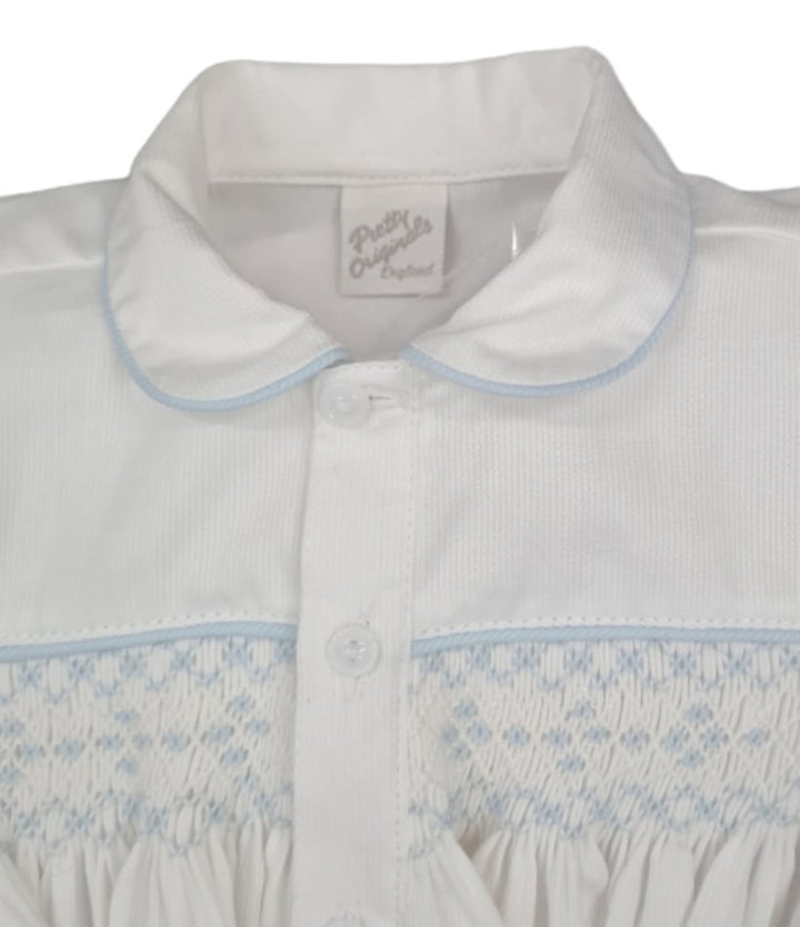 Pretty Originals Boys Blue & White Smocked Outfit - DL07923