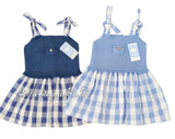 Mac ilusion Girls Blue Check Summer Sun  Dress 8533