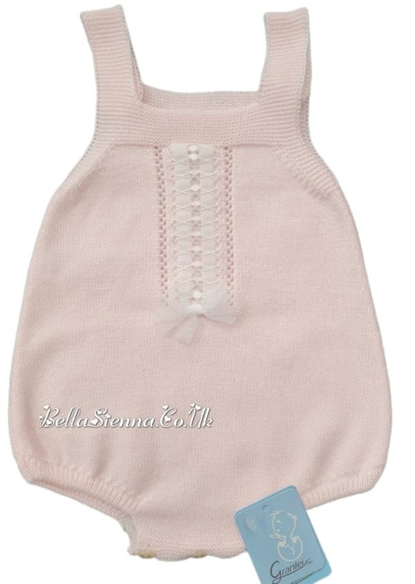 Granlei Pink Knitted Romper With Tulle Bow - 122-512