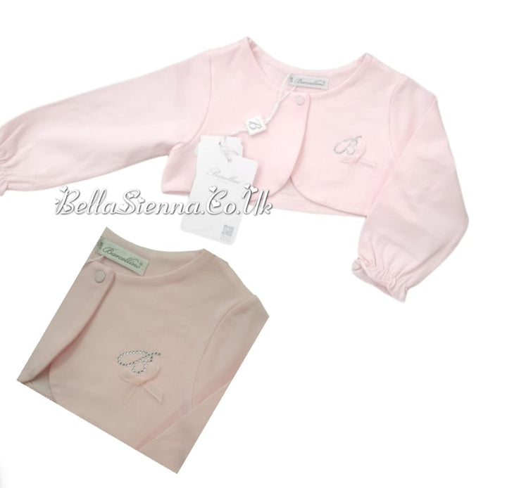 Beautiful Barcellino Pink Cardigan With Diamante Detail & Bow - 9629