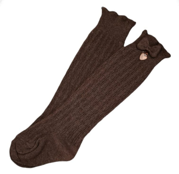 Mayoral Brown Knee High Bow Socks