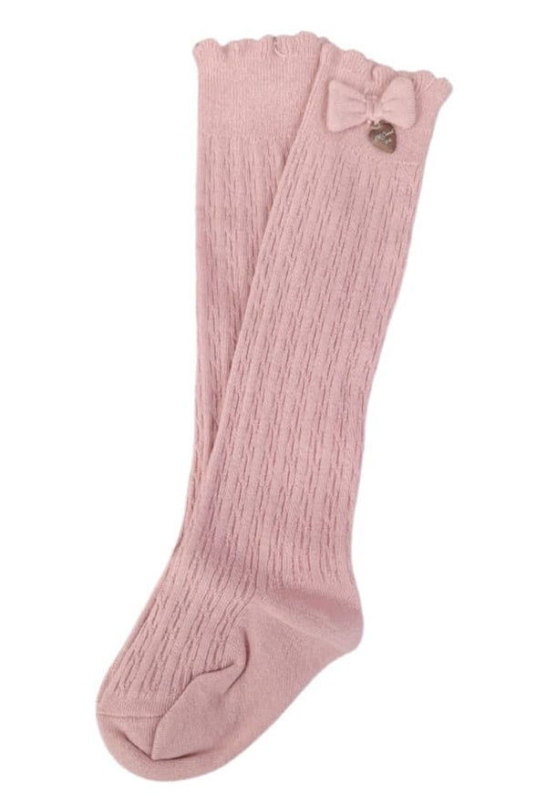 Mayoral Dusky Pink Knee High Bow Socks