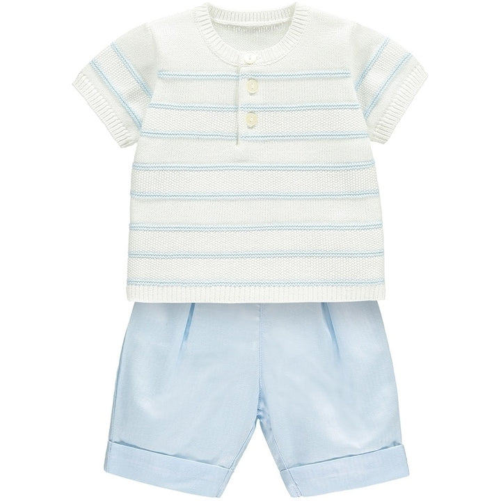 Emile et Rose Shorts & Knitted Top - Blue & White