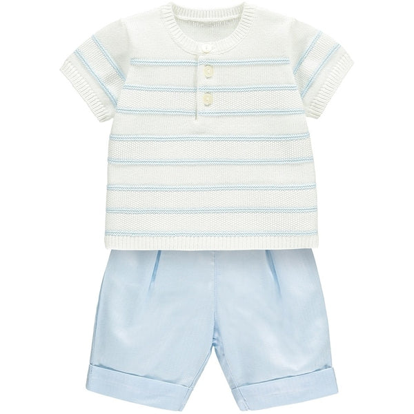 Emile et Rose Shorts & Knitted Top - Blue & White