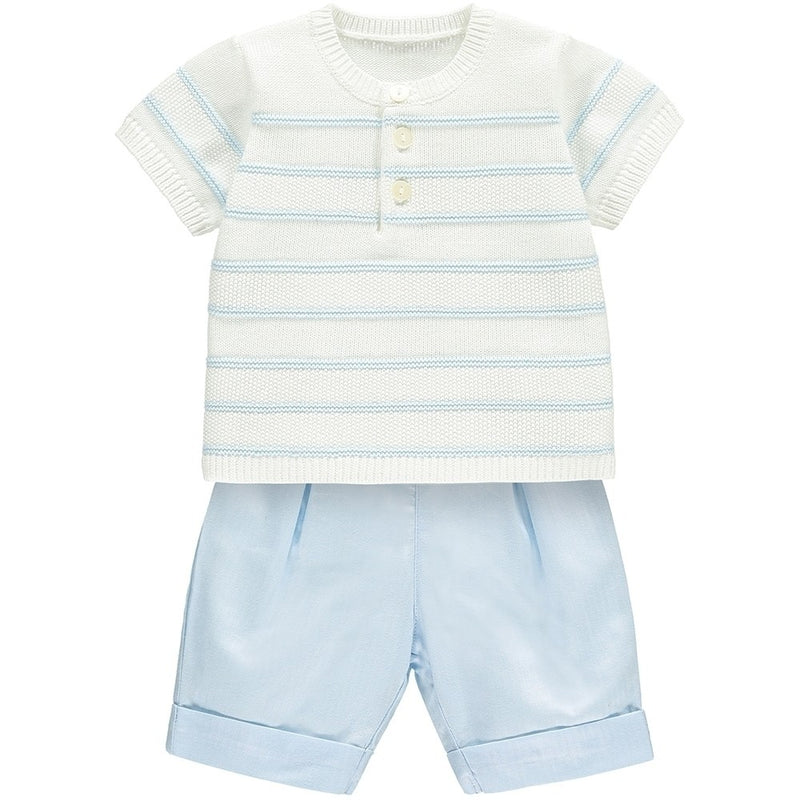 Emile et Rose Shorts & Knitted Top - Blue & White