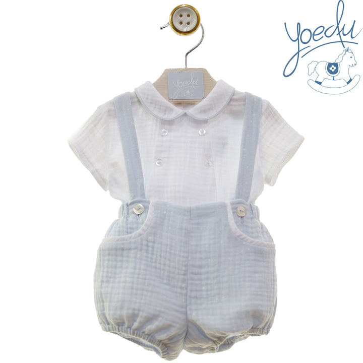 Yoedu Boys Blue & White Dungaree Outfit - 0014