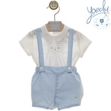 Girls Blue & White Gingham Dress & Pants Set - 0050