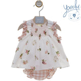 Yoedu Girls Dusky Pink & Ivory Floral Dress & Pants Set - 0040