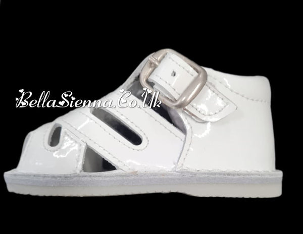 Pretty Originals White Patent Buckle Fastening Sandals - UE00136