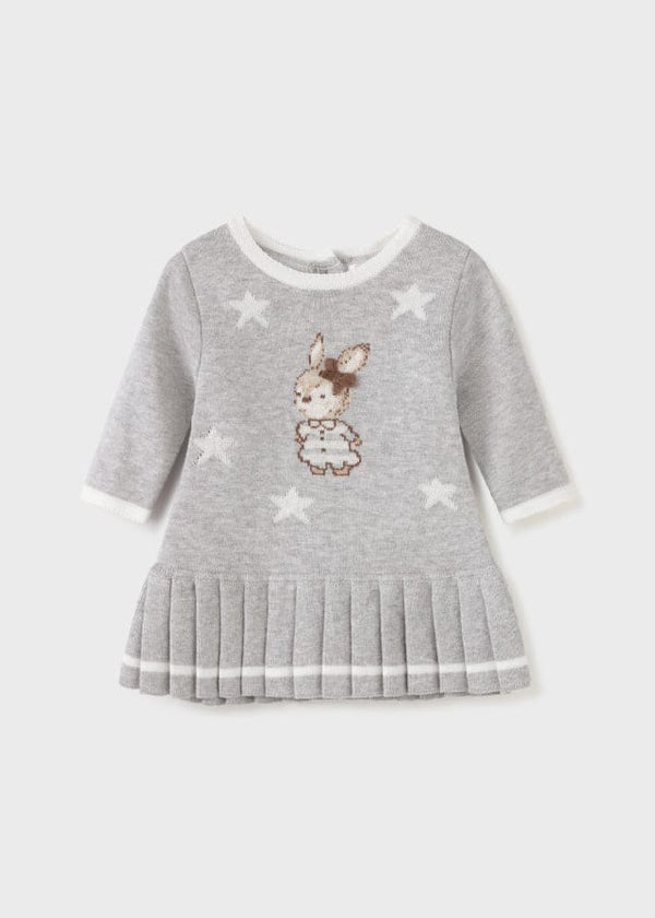 Mayoral Baby Girls Grey Pleated Bunny Dress - 2811