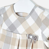 Mayoral Baby Girls Beige And Grey Check Dress 2846