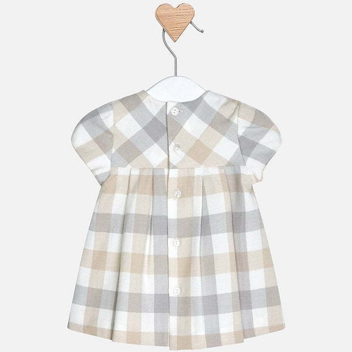 Mayoral Baby Girls Beige And Grey Check Dress 2846
