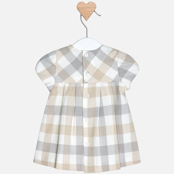 Mayoral Baby Girls Beige And Grey Check Dress 2846