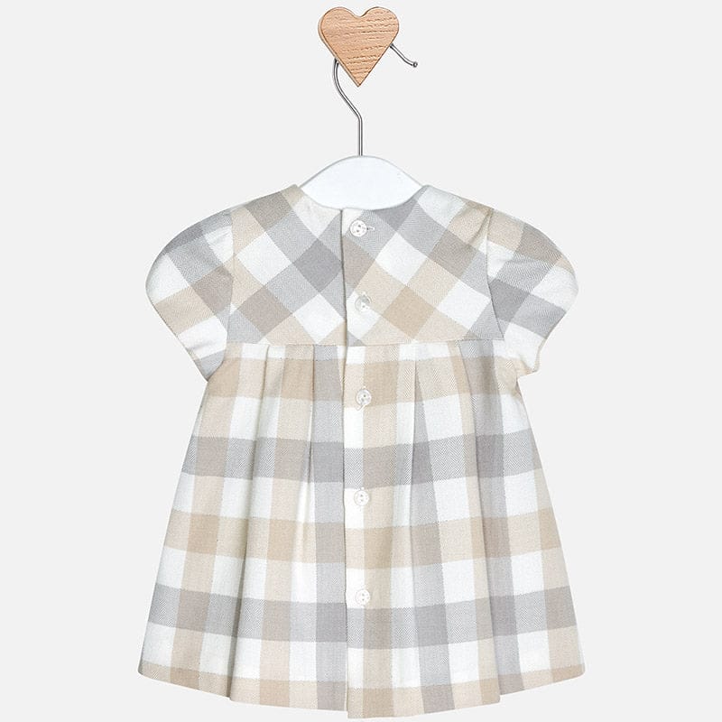 Mayoral Baby Girls Beige And Grey Check Dress 2846