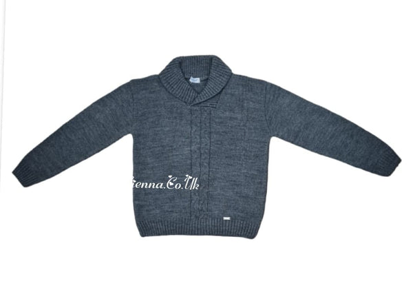 Babine Boys Grey Smart Knitted Jumper 1912602