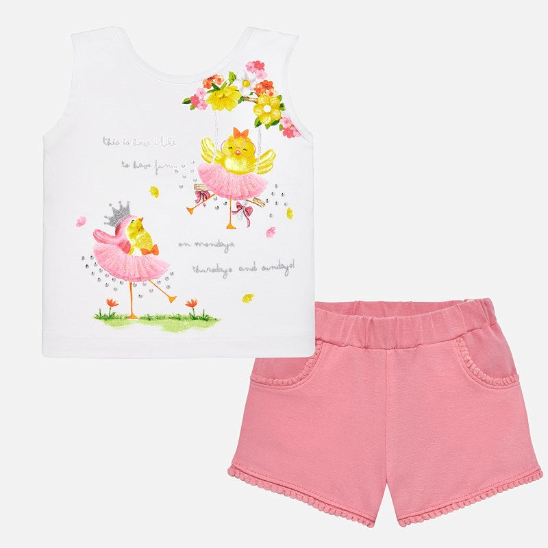Mayoral Toddler Girls Cute Chick Short Set 1232