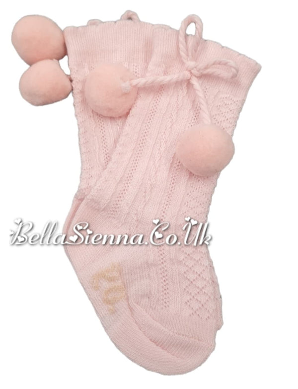 Pretty Originals Girls Pink  Pom Pom Knee High Socks SP50201
