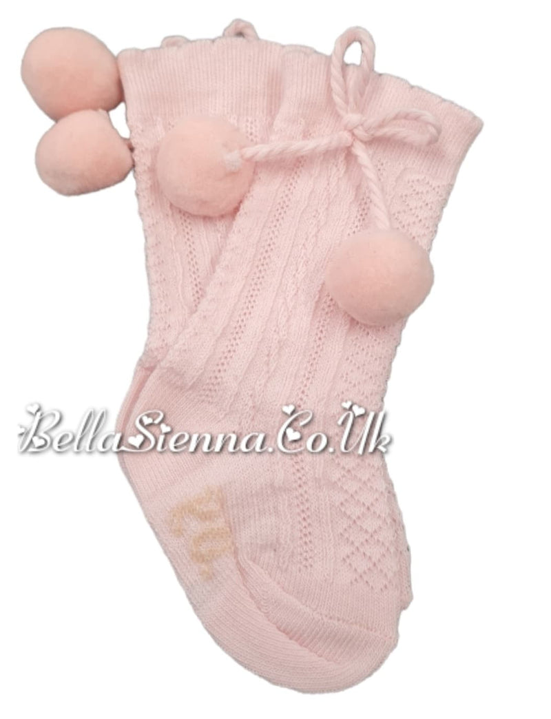 Pretty Originals Girls Pink  Pom Pom Knee High Socks SP50201