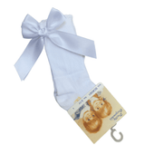Pretty Originals Baby Blue Satin Bow Knee Socks - SC40301
