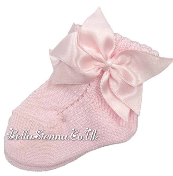 Dorian Girls Pink Bow Ankle Socks