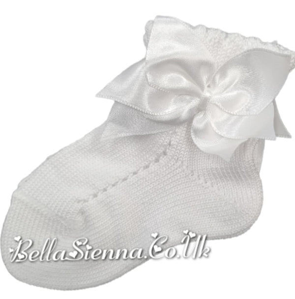 Dorian Girls White Bow Ankle Socks