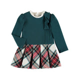 Mayoral Long Sleeved Green Tartan Winter Dress - 2945
