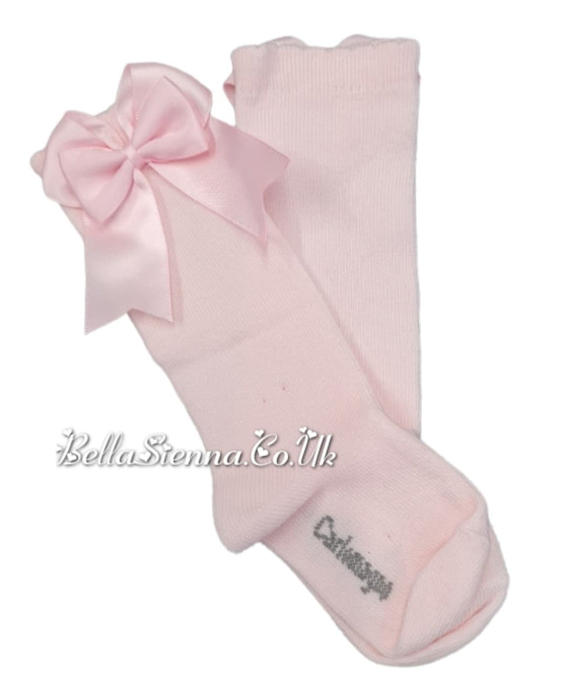 Carlomagno Pink Knee High Girls Bow Socks