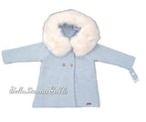 Mac ilusion Knitted Coat With Faux Fur Hood - 8697 Blue