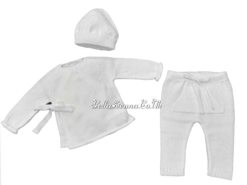 Mac Ilusion Newborn baby White Crossover Knitted Outfit BAS05W