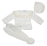 Mac ilusion Baby Girls Knitted Three Piece Set 8621 Ivory