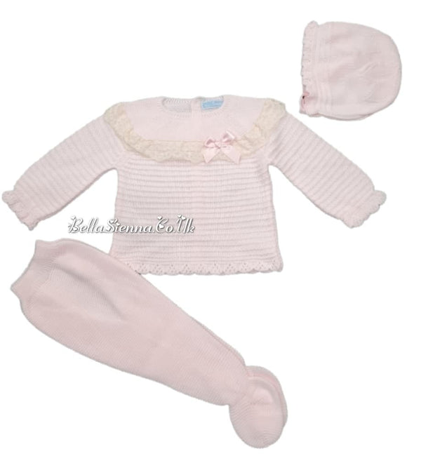 Mac ilusion Baby Girls Knitted Three Piece Set 8621 Pink