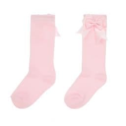 Mintini Girls Pink Traditional Knee High Bow Sock
