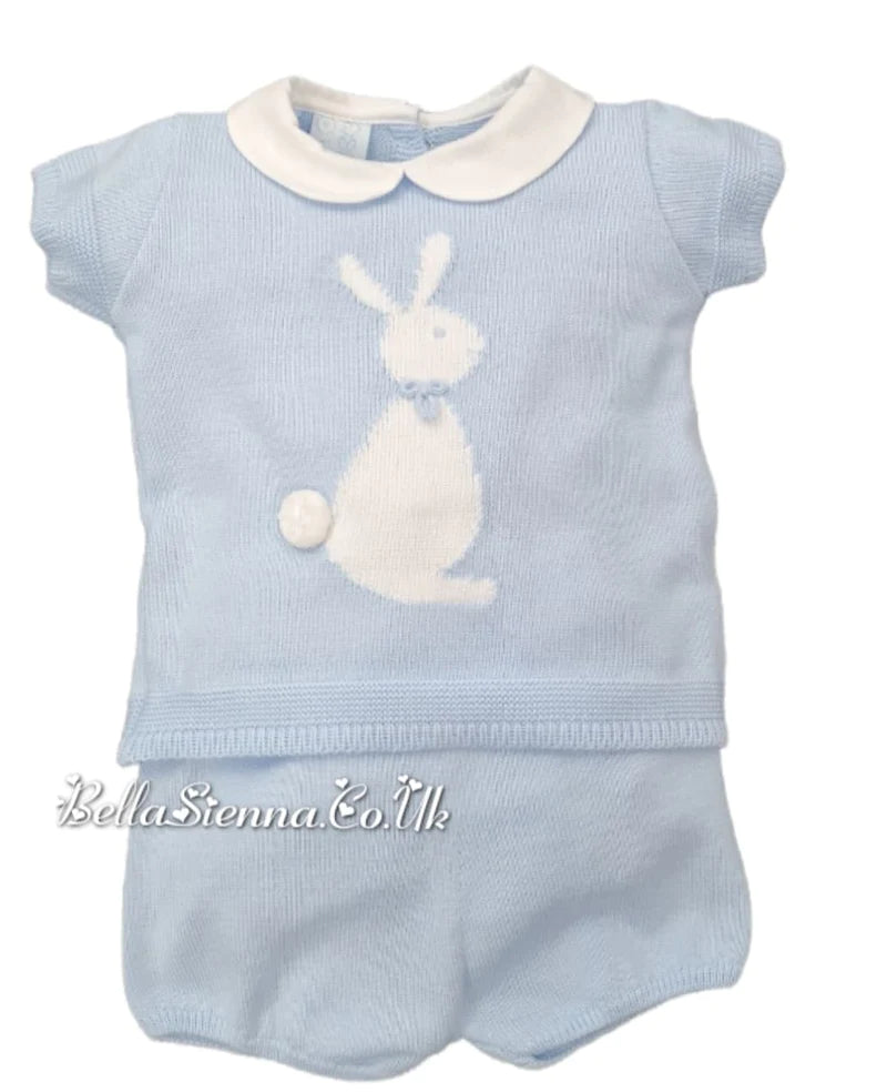 Granlei Baby Boys Fine Knitted Bunny Short Set Blue 221