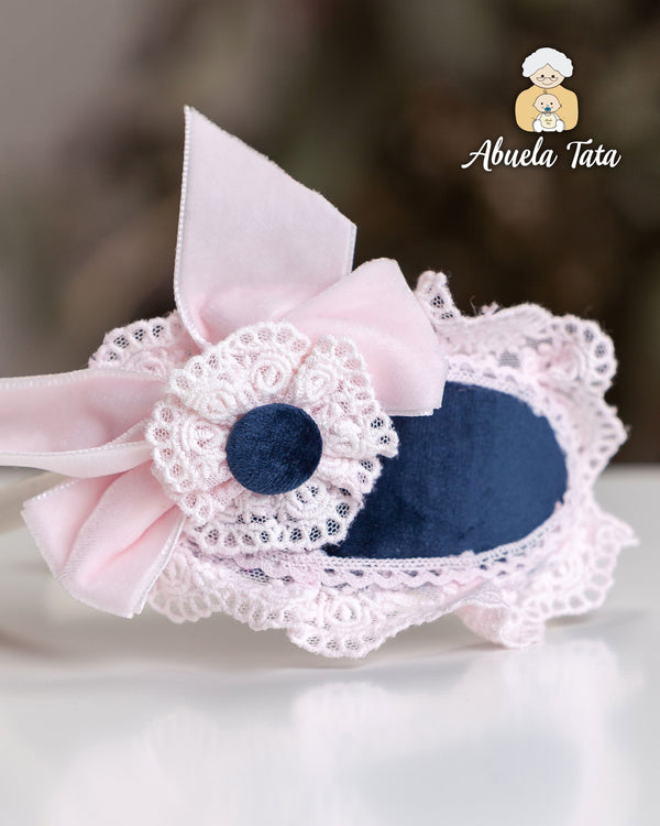 Navy Blue & Pink Velvet Headband To Match 2503332 - 0803332