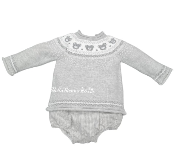 Martin Aranda Cute Baby Boys Two Piece Teddy bear Outfit 038-30066 Grey