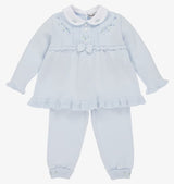 Sarah Louise* -  Blue Knitted Girls Legging Set With Embroidery - 008195